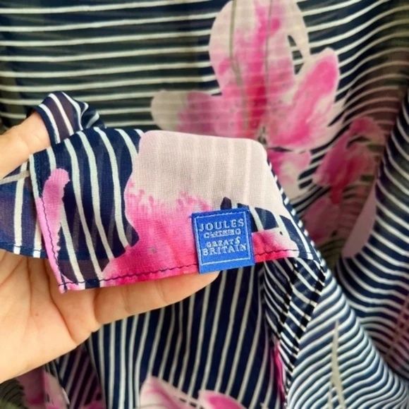 JOULES Rosanna Kimono Cover Up Floral Lux Tunic Navy Pink Sheer Top, One Size - Picture 4 of 6